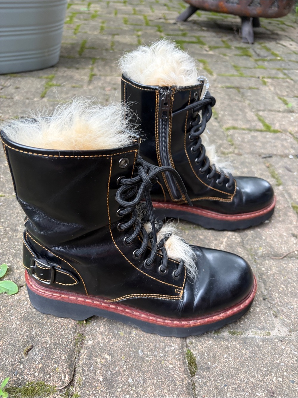 Coach Moto Hiker Shearling Boot size 8